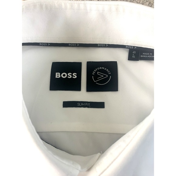 BOSS Large Slim Fit Performance Long Sleeve Men's Dress Shirt L/16 - Picture 4 of 14